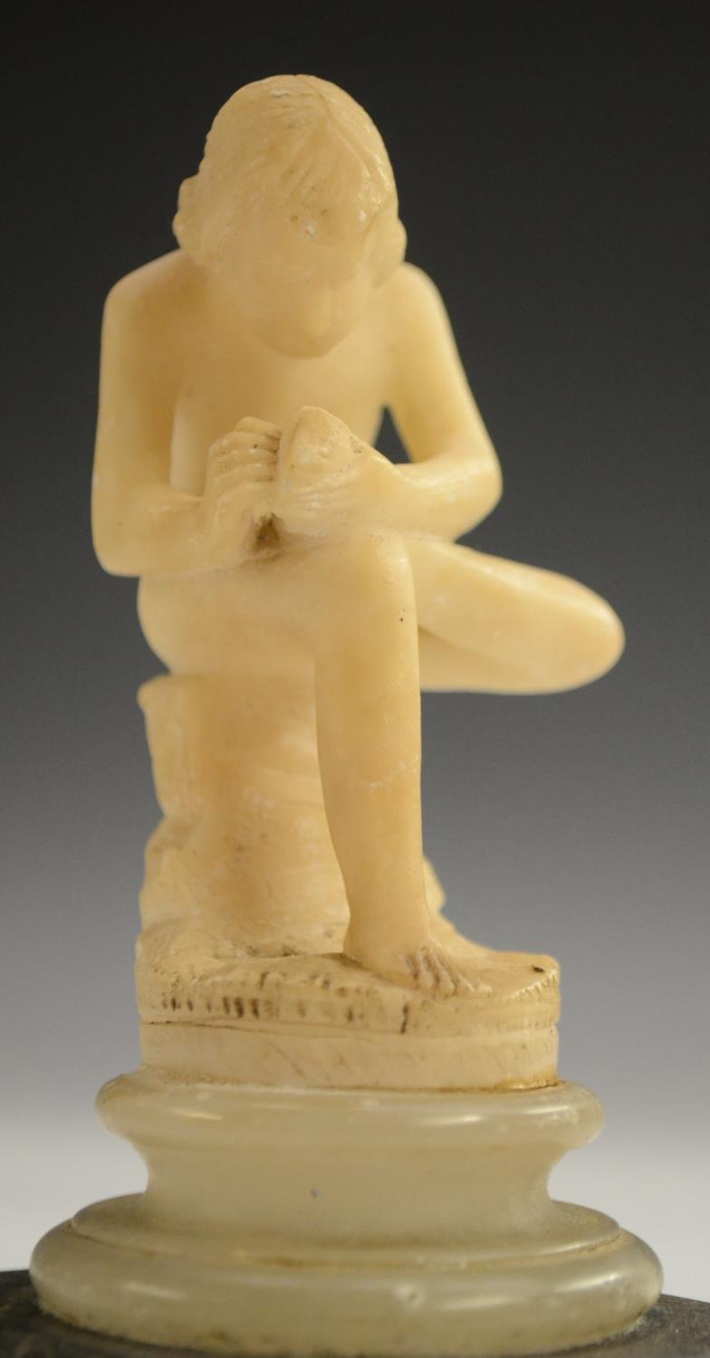 A 19th century Grand Tour alabaster carving, of Spinario, after the Antique, - Image 8 of 11