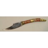 A 19th century Spanish navaja locking fighting knife, of small proportions,