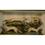 Taxidermy - a late Victorian arrangement of a family of white stoats,