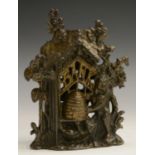 A Victorian cast iron novelty money box, as a bear raiding a bee skep, 14cm high, c.