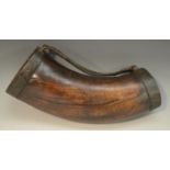 An 18th/19tyh century iron bound cattle horn drinking vessel,