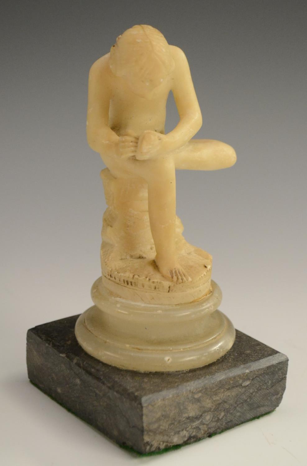 A 19th century Grand Tour alabaster carving, of Spinario, after the Antique, - Image 3 of 11