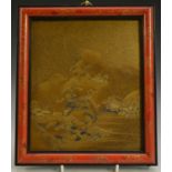 A Japanese lacquer rectangular plaque,
