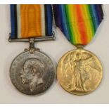 Medals, World War I, a pair, British War and Victory, named to 206115 Gnr M S Hatfield,