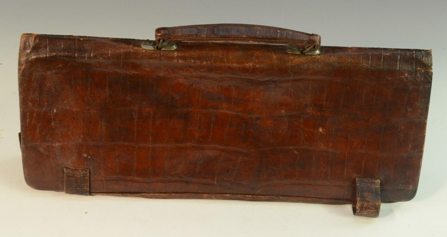 An early 20th century crocodile skin rounded rectangular portfolio or document case, - Image 4 of 6