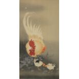 Japanese School (Meiji period), Cockerel, Birds and a Captured Butterfly, woodblock print, 34.