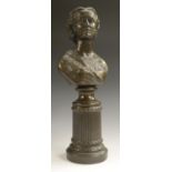 F M Miller, after, a bronzed bust of Princess Alexandra of Denmark, fluted pedestal,