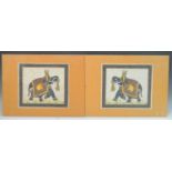 Indian School A pair, Elephants gouache,