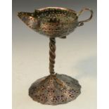 A Kashmiri champleve enamel and copper lamp,