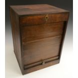 An early 20th century tambour fronted table top office stationery cabinet,