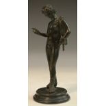 Grand Tour School (19th century), after the antique, dark patinated cabinet bronze, Narcissus,