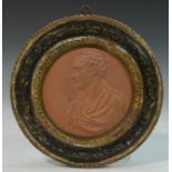 Byronmania - a 19th century terracotta portrait roundel, depicting George Gordon Byron,