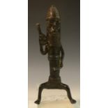 Tribal Art - a Benin bronze figure, 93.