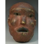 Tribal Art - an African mask, probably Igbo, Nigeria, pronounced forehead, stylised features,