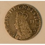 Coin, GB, Charles II, Second Issue, hammered silver twopence, obv: crowned bust, mark of value,