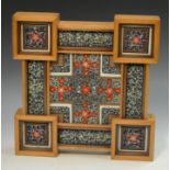 An Indian silk and gouache geometric panel,