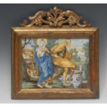 An Italian majolica rectangular plaque,