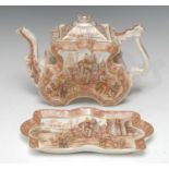 A Burgess & Leigh Indian Empire scenes teapot and stand, of aesthetic form,