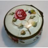 A George III Birmingham enamel circular snuff box,