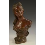 George van der Stracten (1858-1928), a brown bronze, of a female with long flowing hair, signed,