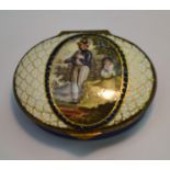 A George III South Staffordshire enamel oval patch box,