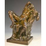 After the Antique, a brown patinated bronze, the Barberini Faun, traces of verdigris, 26.