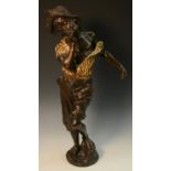 Austrian School, 19th century, a filled bronze figure, of a young American black boy smoking a pipe,