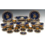 A Carlton Ware Chinoiserie pattern tea and dessert service, comprising eleven cups, twelve saucers,