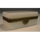 A 19th century French opaque glass canted rectangular casket, hinged cover, 15cm wide, c.