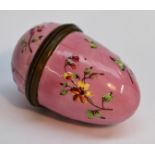 A George III Bilston pink enamel novelty toy bonbonniere, as an egg,