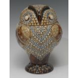 A Doulton Lambeth stoneware owl tobacco jar and cover, detachable head,