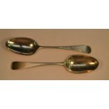 Hester Bateman - a pair of George III silver Old English pattern table spoons,