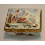 An early George III Rococo Bilston enamel rectangular snuff box,