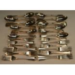 A George IV and later Fiddle and Thread pattern pattern service, comprising ten table spoons,