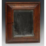 A Charles II design walnut cushion mirror, of small proportions, bevelled plate,