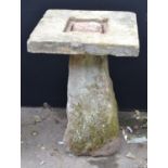 A 19th century Derbyshire gritstone staddle stone, square top,