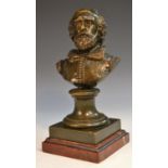 French School (19th century), a brown patinated bronze library bust, of William Shakespeare,