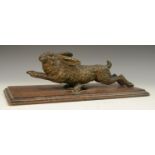 English School, 19th century, a bronze, of a running rabbit,