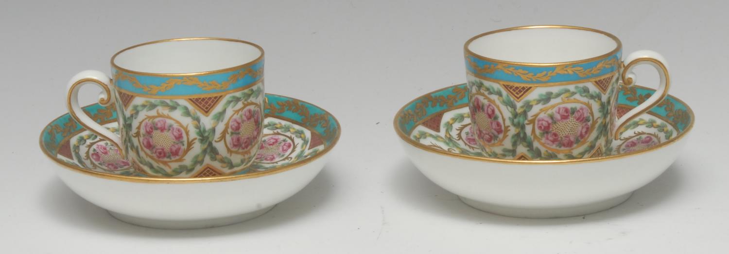 Two small Sèvres cups and saucers (Gobelet Bouillard et Soucoupe), of the third size,