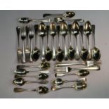 A collection of George III and later silver flatware, various dates and makers (28), 32.