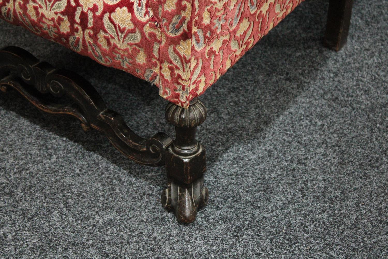 A pair of substantial George II style wing armchairs, of Spanish Baroque influence, - Image 5 of 5