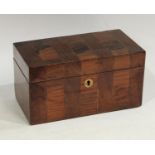 A Victorian rosewood and mahogany banded tea caddy, c.