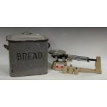 Kitchenalia - a grey enamel bread bin;