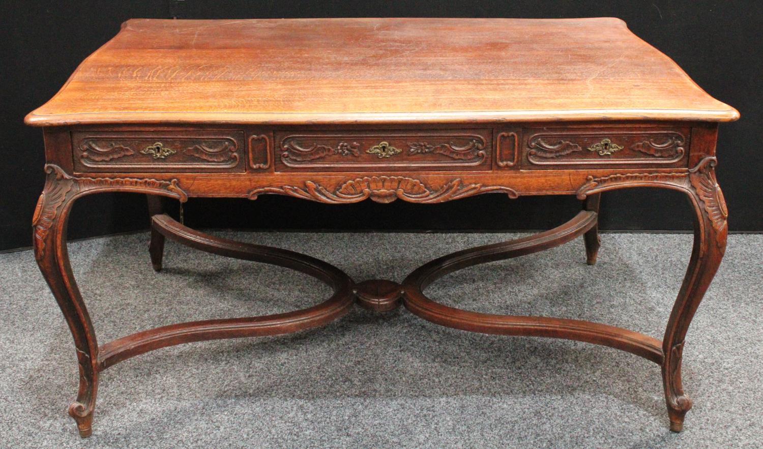 A Louis XV Revival library table, in the French Provincial taste, - Image 5 of 6
