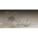 A large Daum France clear glass splash vase, 49cm wide,