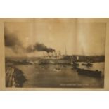 A photographic print, QTSS Mauretania Leaving The Tyne, Auty Series 6038P, 41cm x 61cm,