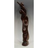 Modernist School (mid-20th century), a hardwood sculpture, stylised figures,