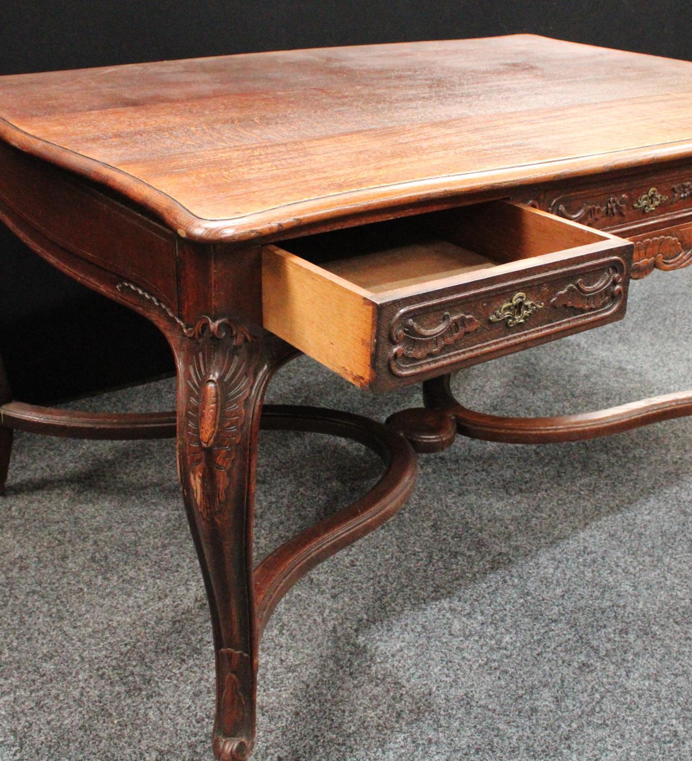 A Louis XV Revival library table, in the French Provincial taste, - Image 3 of 6