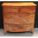 A late Victorian mahogany bow-fronted chest of drawers, in the George III taste,