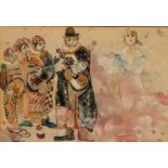 John Peter Uht (American Bn.1924) Circus Clowns, Leoni & Petzi Brothers signed, watercolour, 19.